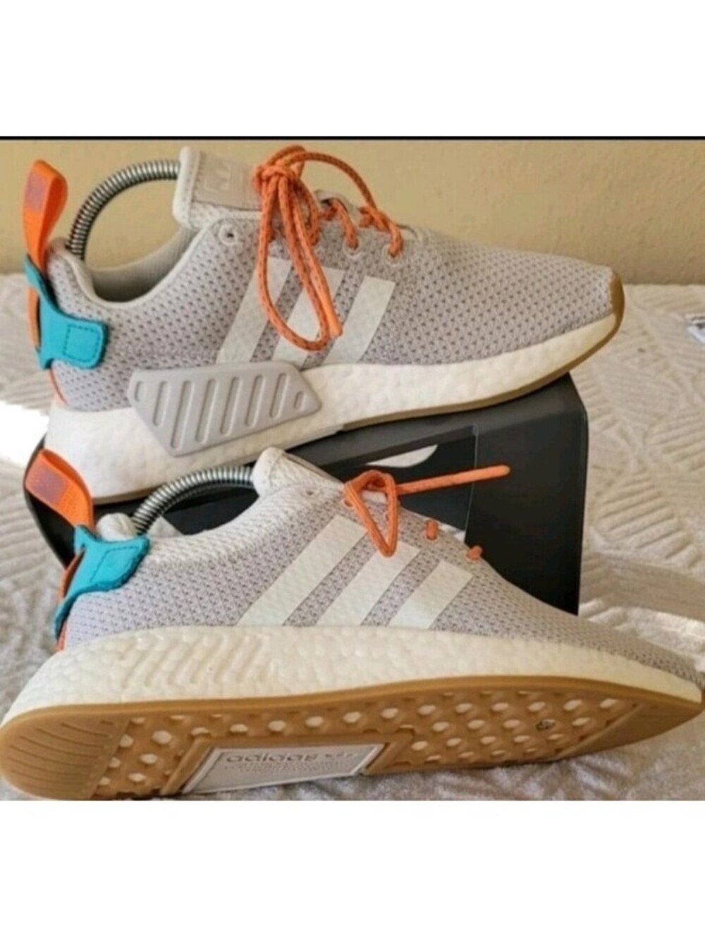 Adidas NMD_R2 Summer White Turquoise And Orange. Men's Size 6 675001